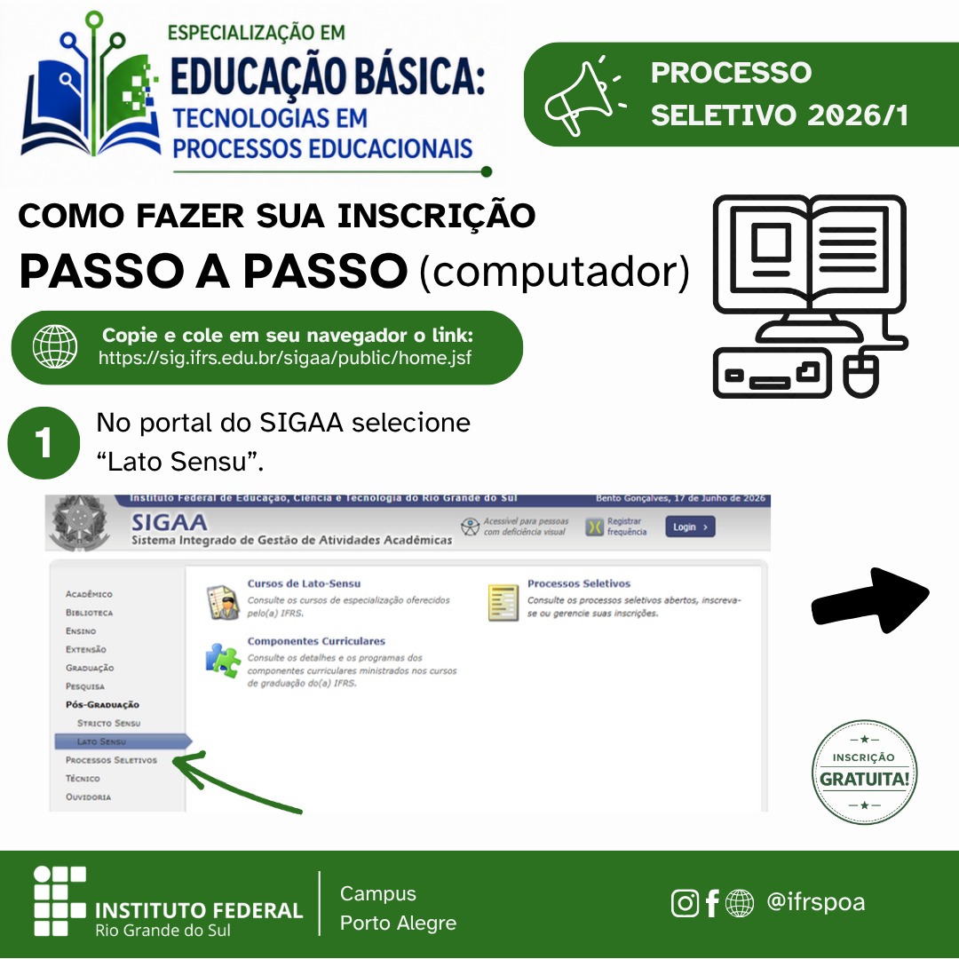 Passo 1 Computador - Selecionar Lato Sensu