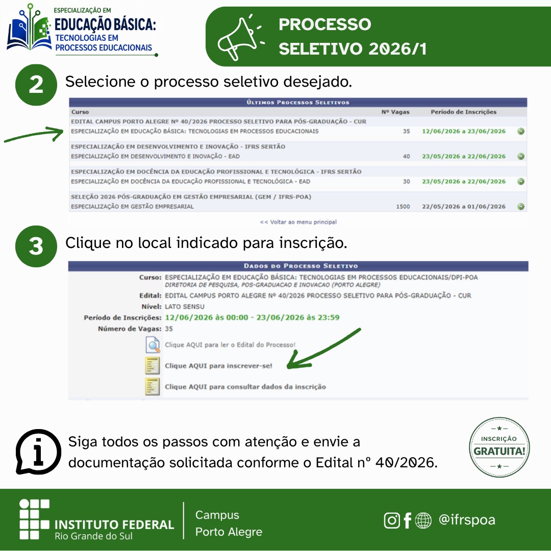 Passo 2 e 3 Computador - Escolha do Edital e Inscrição