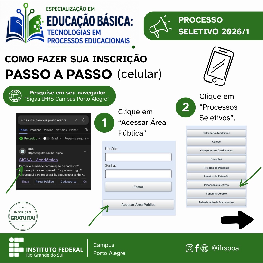 Passos 1 e 2 Celular - Acesso público e Processos Seletivos
